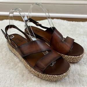 Naturalizer Jasmin Brown Leather Platform Sandal Size 8M